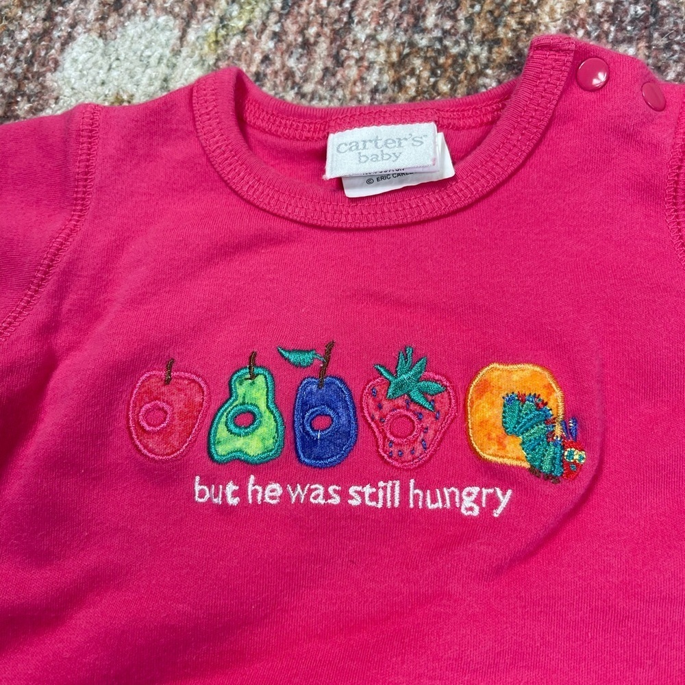 Carter’s Vintage Baby Onesie Eric Carle Hungry Caterpillar Pink Size 0-3M - Picture 2 of 6